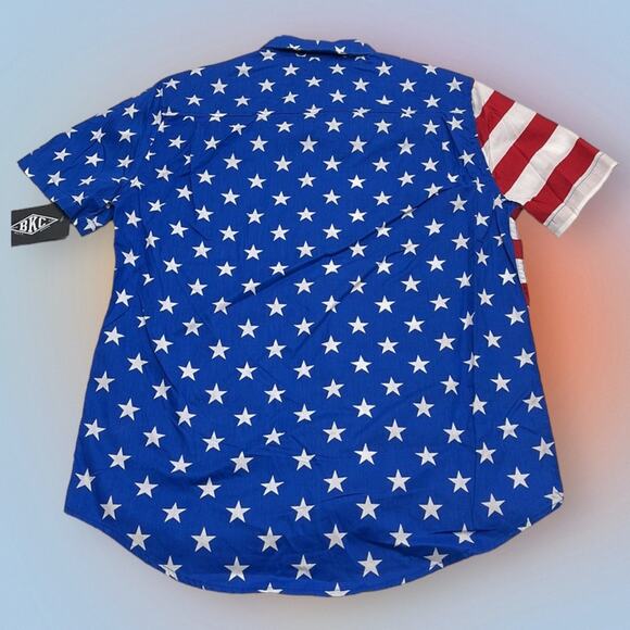 BKC Men’s Medium USA STARS AND STRIPES Button Down Shirt - Picture 3 of 3
